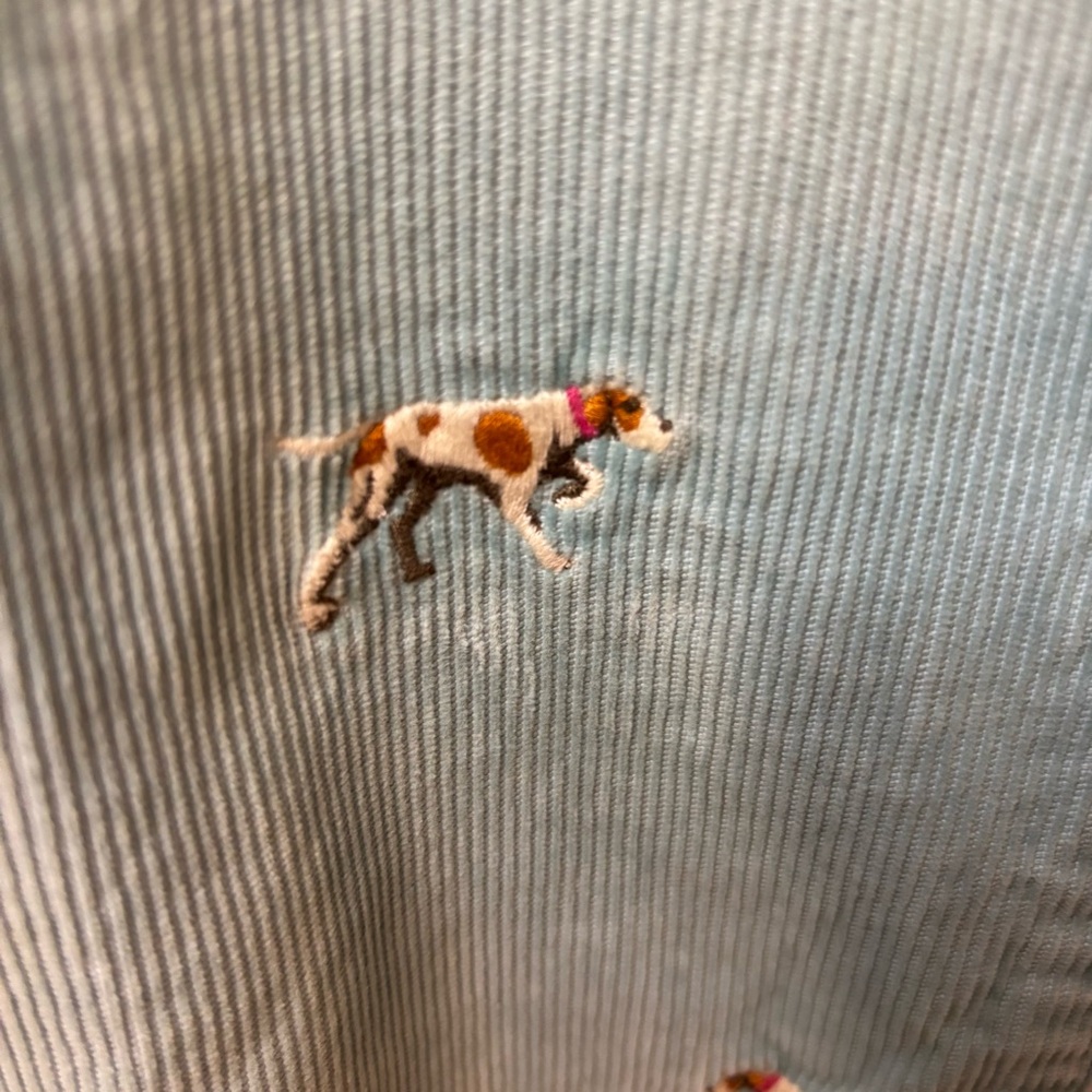 J Crew light blue corduroy pants with embroidered hunting dogs women’s size OP - Picture 3 of 6